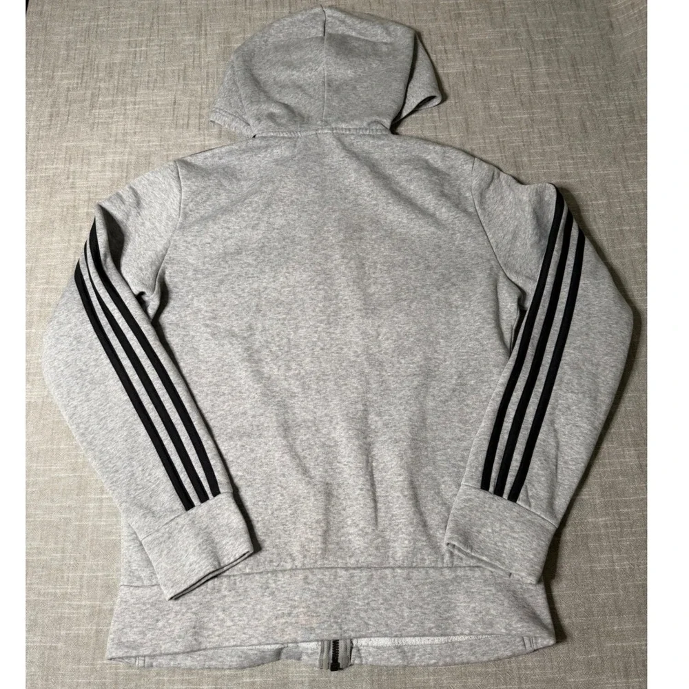 Adidas Womens Essentials 3-Stripes Fleece Tracksuit Grey Black Small Set - Picture 5 of 9